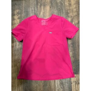 FIGS Technical Collection Pink V-Neck Scrub Top Womens Medium Sleeve Pocket